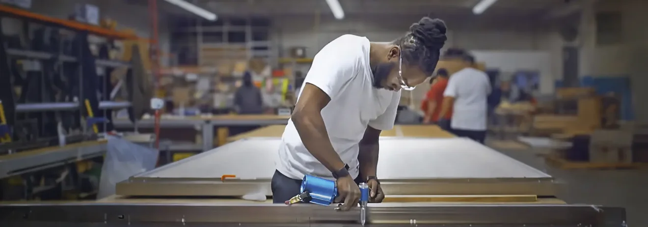 Product assembly worker in production