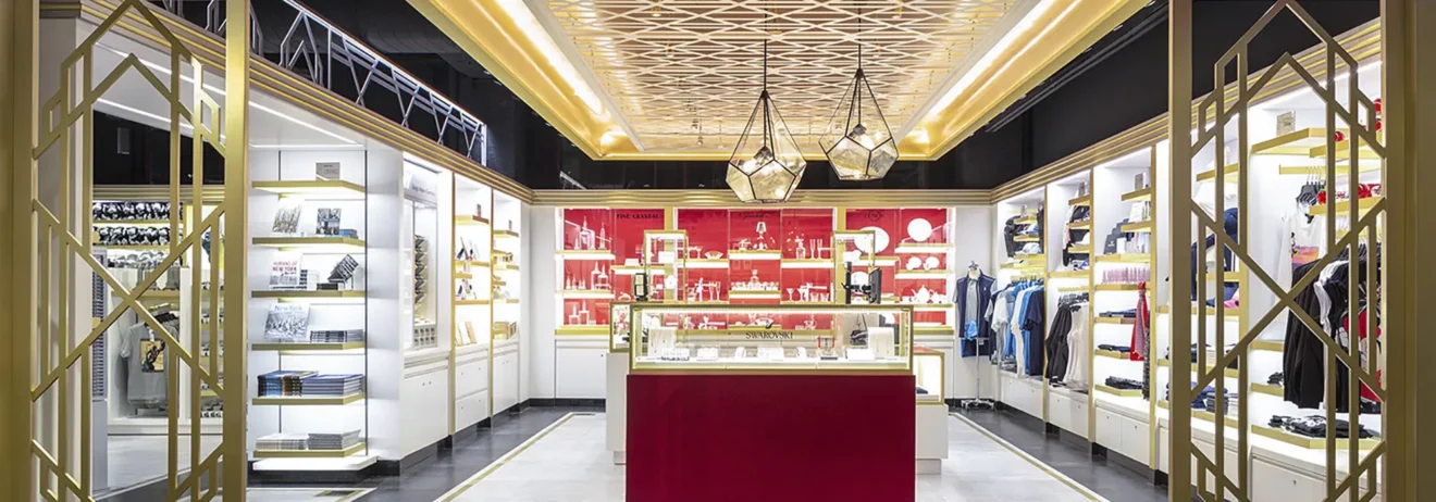 Vivid color showcase in a retail space